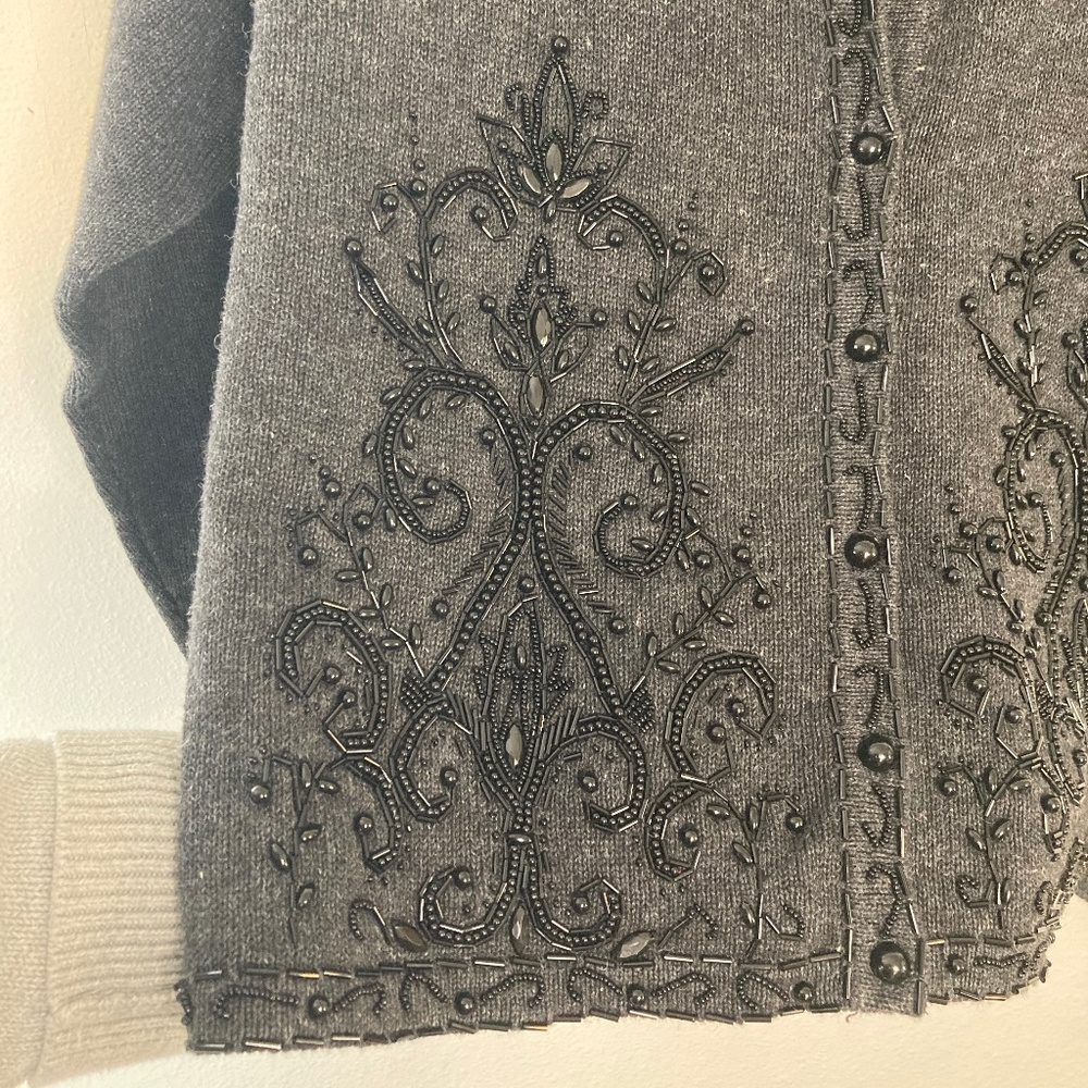 90s vintage Samantha Taylor beaded ramie cotton cardigan - Picture 8 of 9
